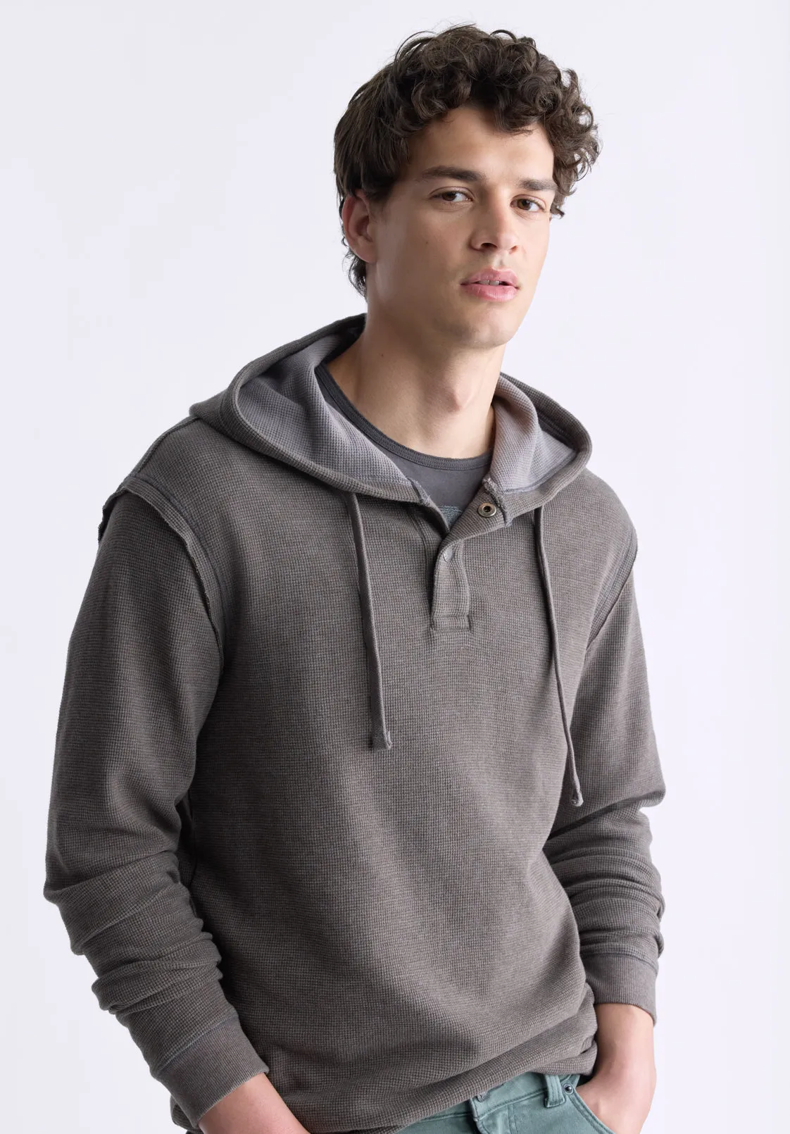 Kafom Men's Hooded Long-Sleeve Top, Chocolate - BM24433