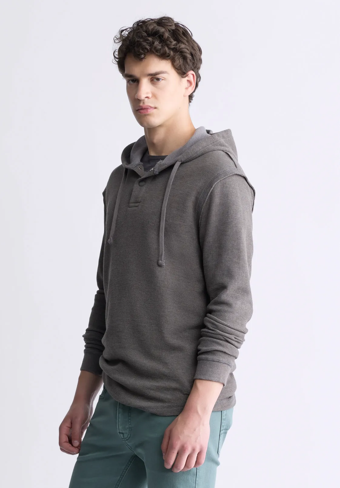Kafom Men's Hooded Long-Sleeve Top, Chocolate - BM24433
