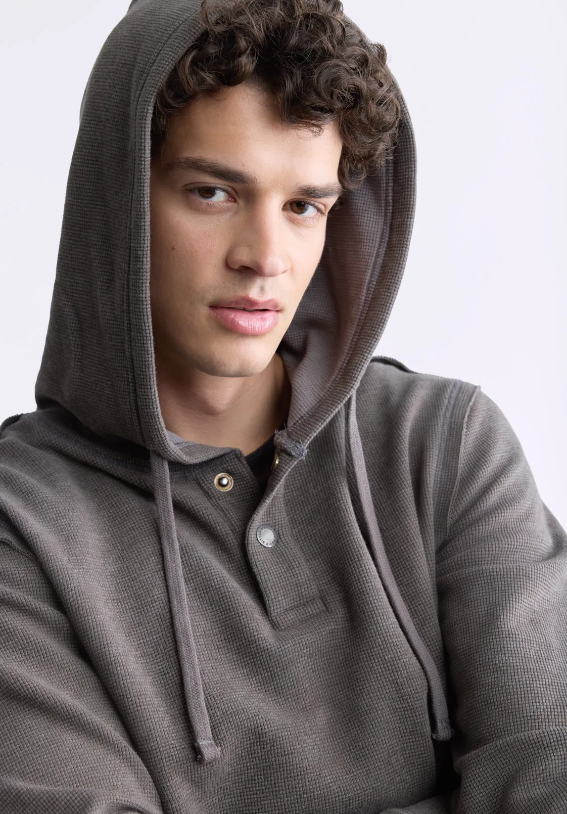 Kafom Men's Hooded Long-Sleeve Top, Chocolate - BM24433
