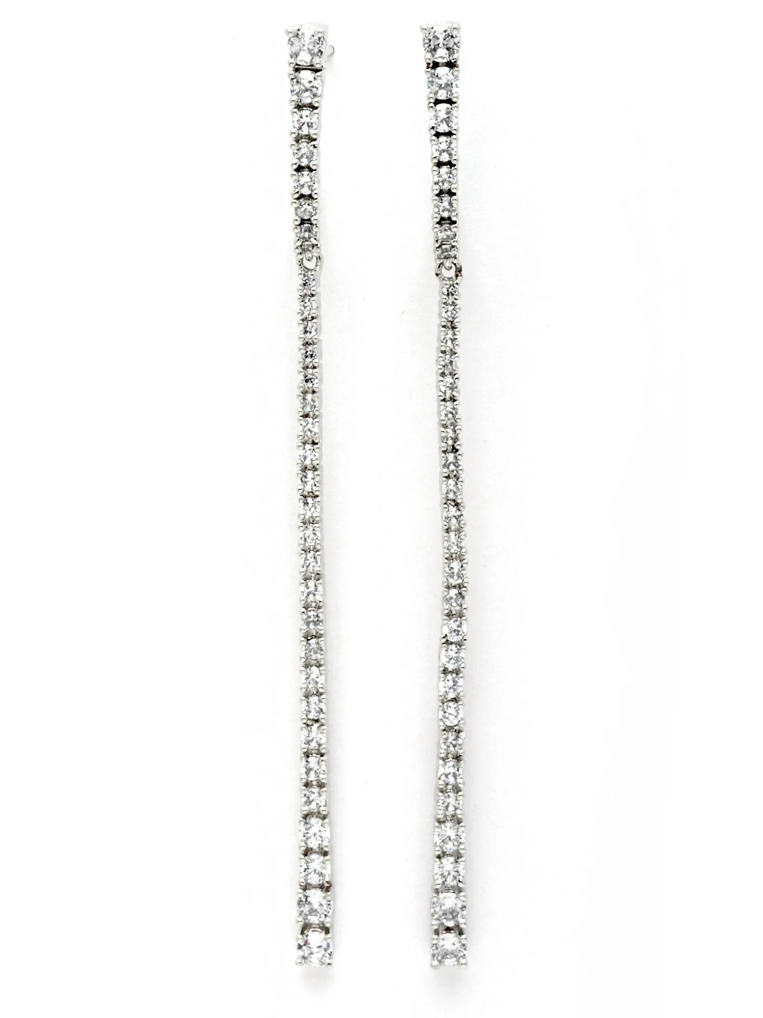 Karatcart Silver Tone AD Drop Earrings for Women