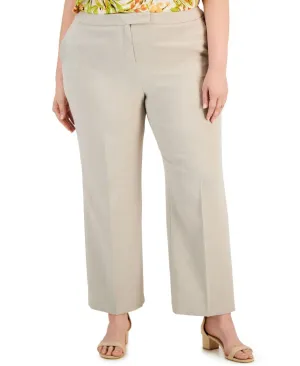 Kasper Womens Plus Pocket Workwear Wide Leg Pants 10834294 Beige Brown 18