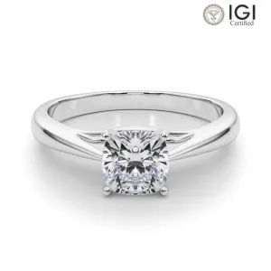 Katerina Cushion Lab Grown Diamond Solitaire Engagement Ring IGI Certified