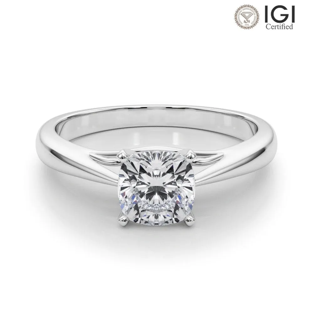 Katerina Cushion Lab Grown Diamond Solitaire Engagement Ring IGI Certified