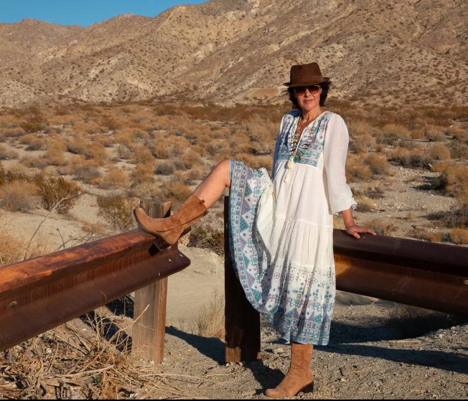 Kayla Printed Long Dress Natural/Multicolor