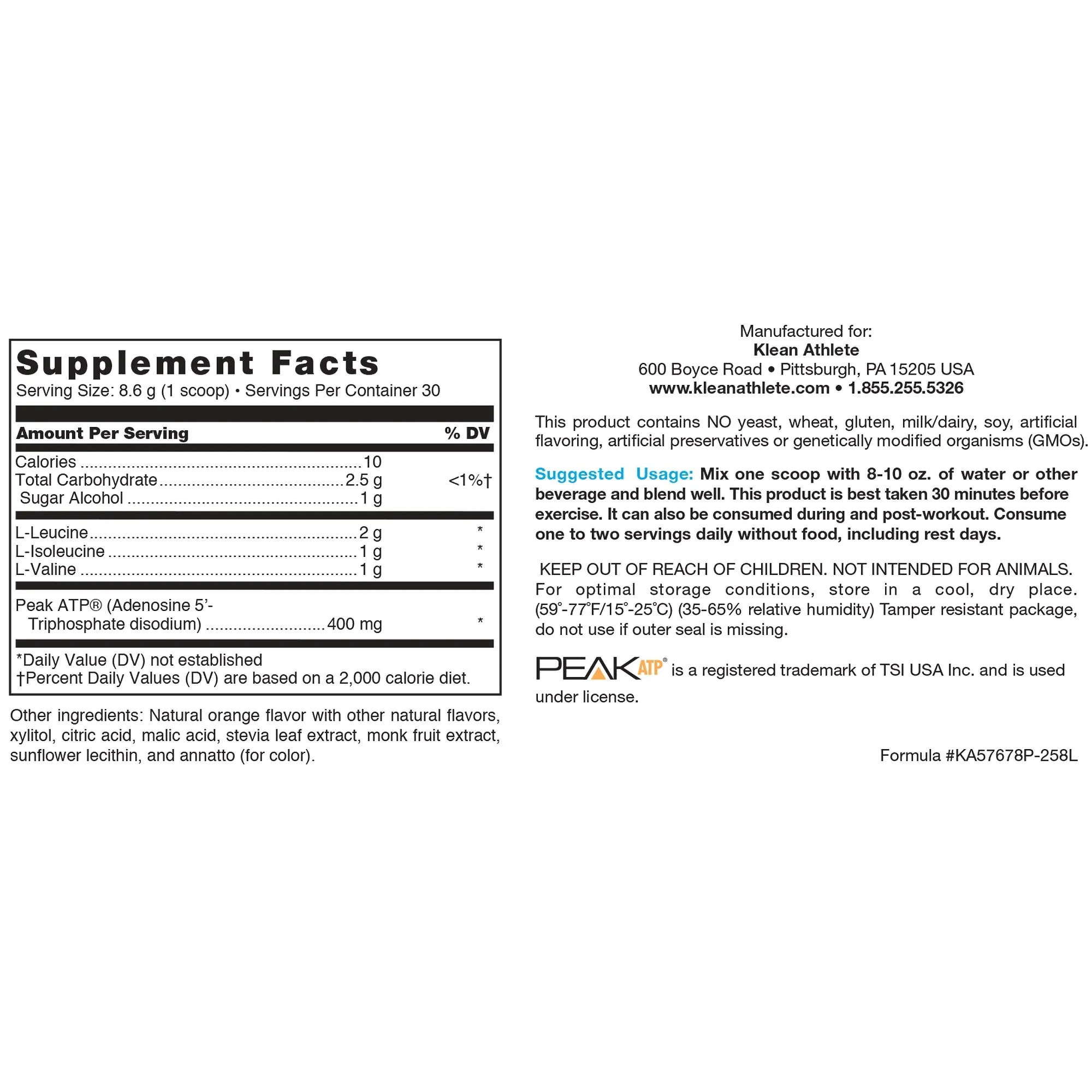 Klean BCAA   PEAK ATP