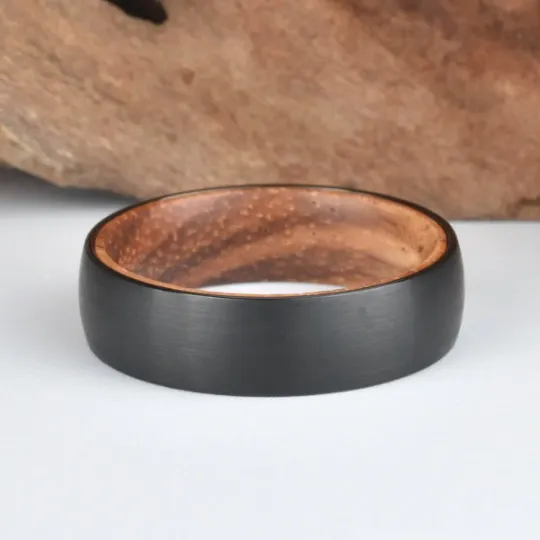 Koa Wood Tungsten Men's Wedding Band 8MM