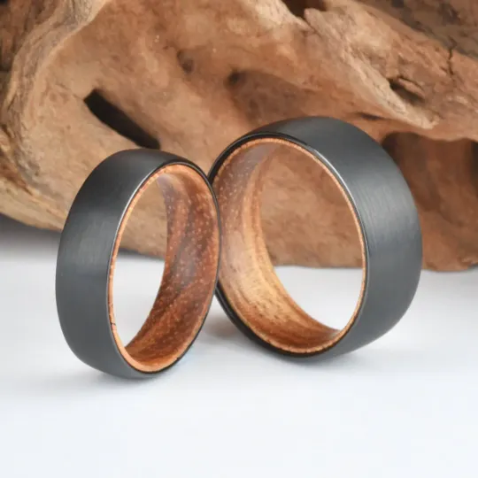 Koa Wood Tungsten Men's Wedding Band 8MM