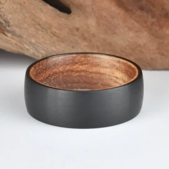 Koa Wood Tungsten Men's Wedding Band 8MM