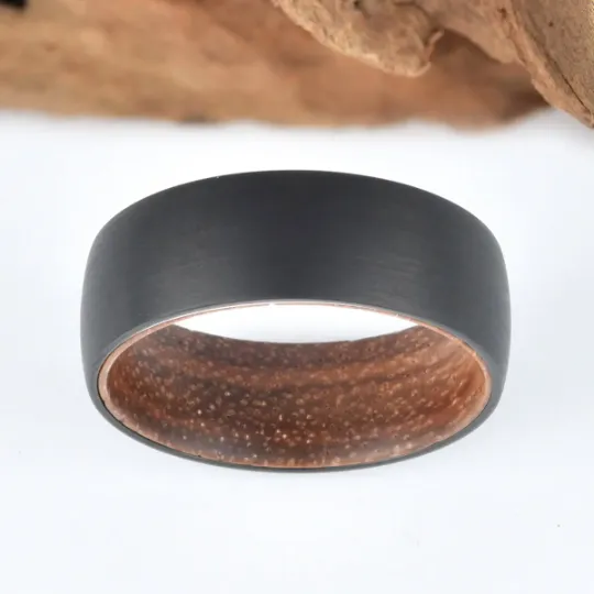 Koa Wood Tungsten Men's Wedding Band 8MM