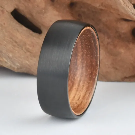 Koa Wood Tungsten Men's Wedding Band 8MM