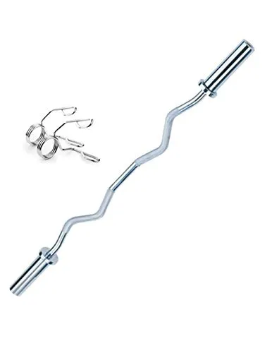 Konark 3 Feet Curling Olympic Barbell Rod Heavy Weight Lifting Training for Gym Fitness Workout (30 mm Internal Dia & 50mm Outer Dia) with Two Springs Collar