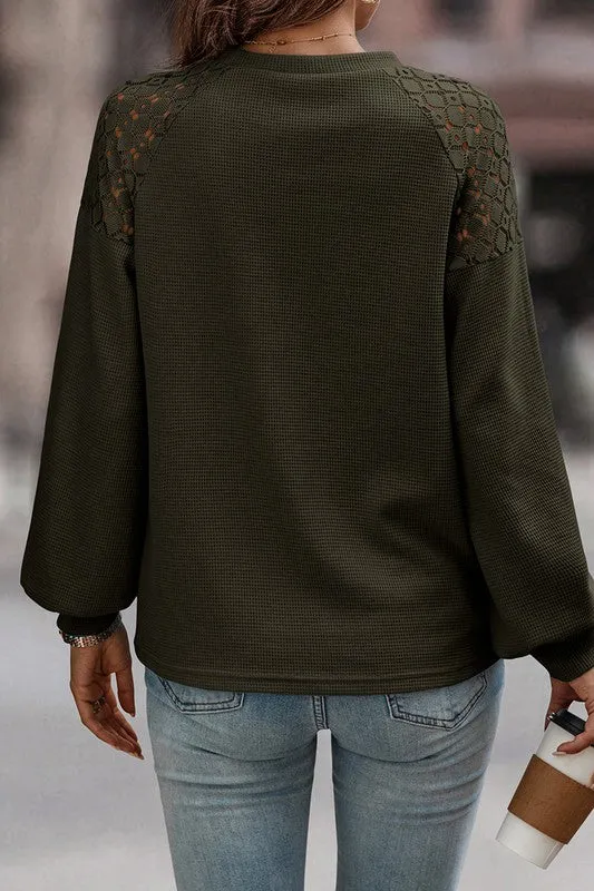 Lace Shoulder Sweater Top