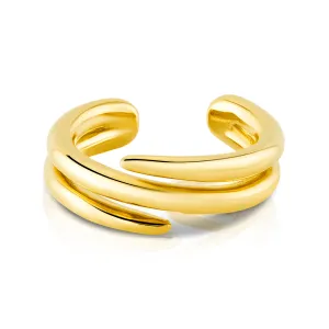 LARGE DOUBLE ROW SINGLE EAR CUFF, GOLD