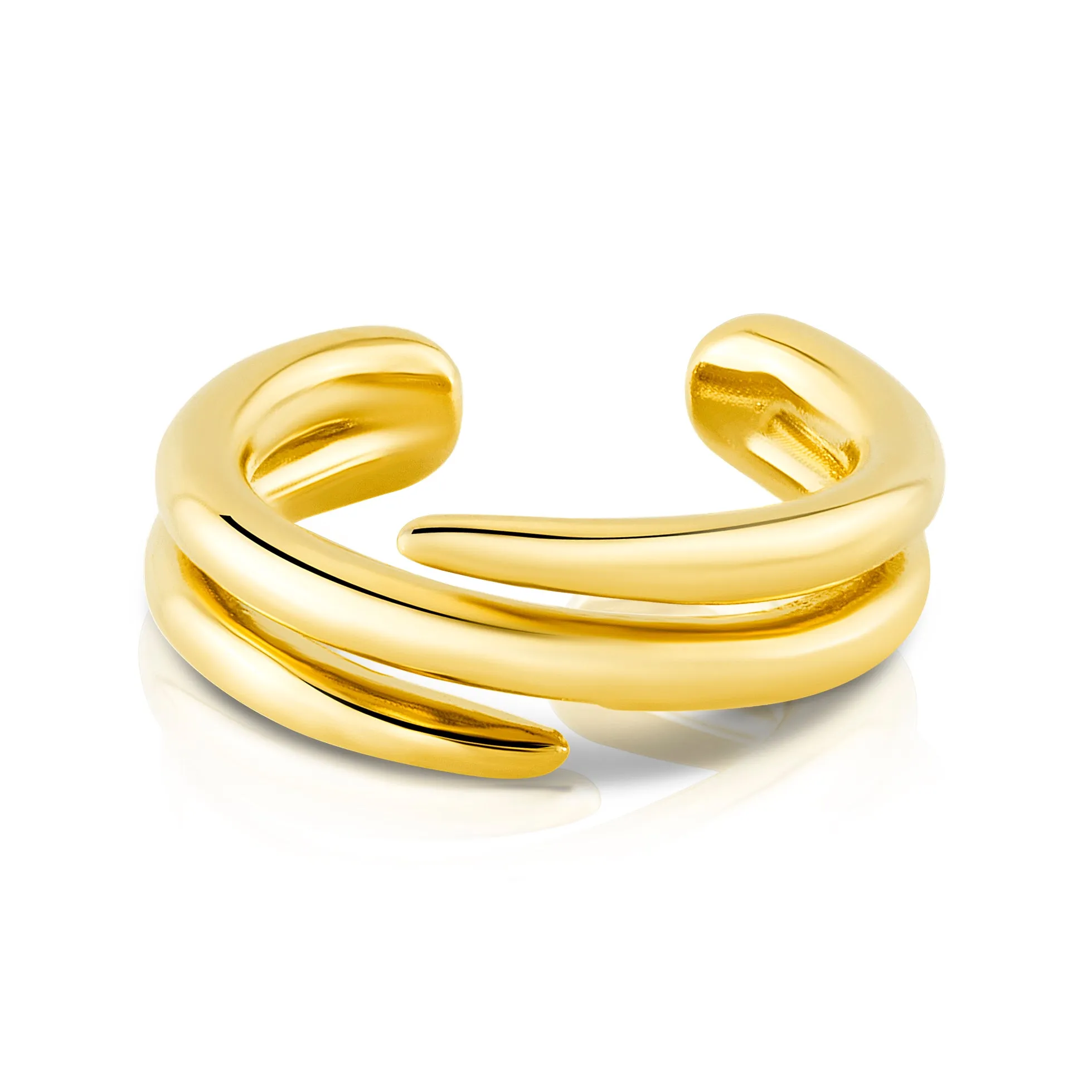 LARGE DOUBLE ROW SINGLE EAR CUFF, GOLD