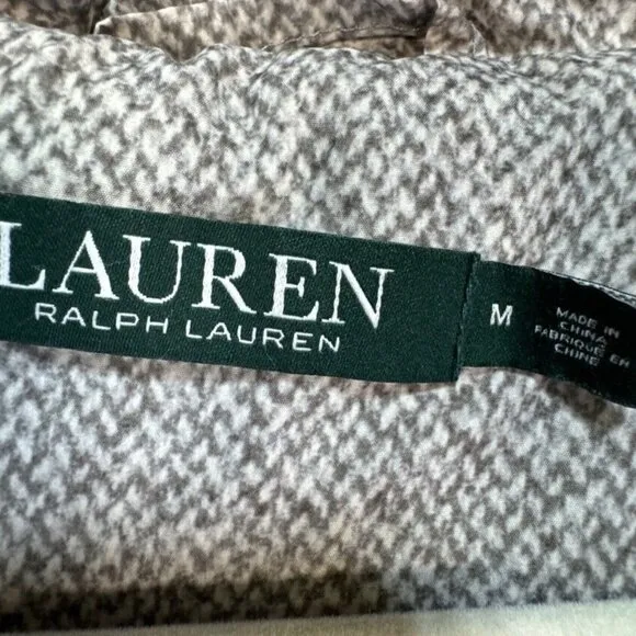 Lauren Ralph Lauren Coat Medium Gray White Long Line Down Filled Quilted Puffer