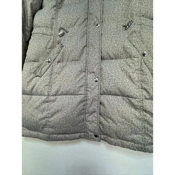 Lauren Ralph Lauren Coat Medium Gray White Long Line Down Filled Quilted Puffer