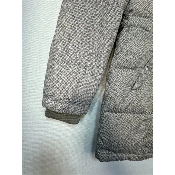 Lauren Ralph Lauren Coat Medium Gray White Long Line Down Filled Quilted Puffer