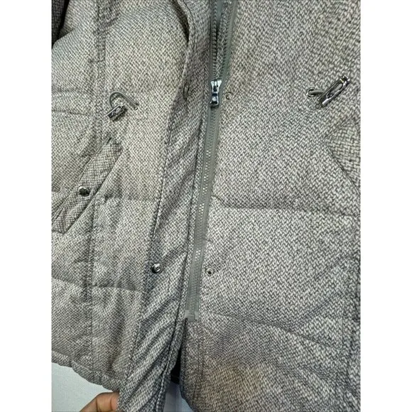 Lauren Ralph Lauren Coat Medium Gray White Long Line Down Filled Quilted Puffer