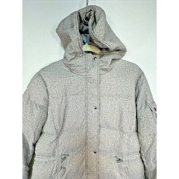 Lauren Ralph Lauren Coat Medium Gray White Long Line Down Filled Quilted Puffer