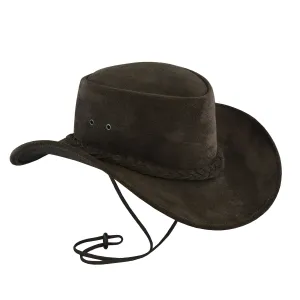 Leatherick Dark Brown Western Style Leather Cowboy Hat