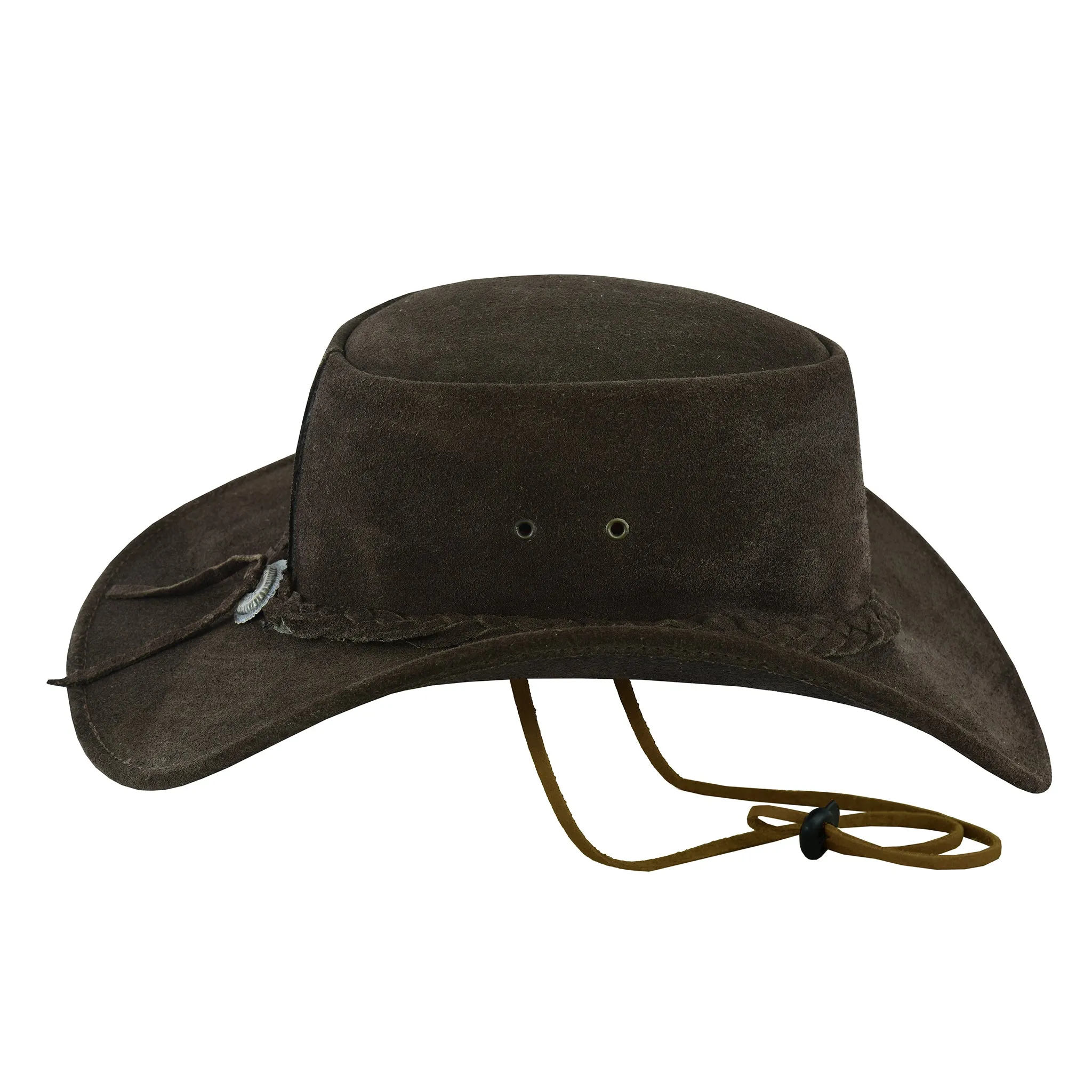 Leatherick Dark Brown Western Style Leather Cowboy Hat