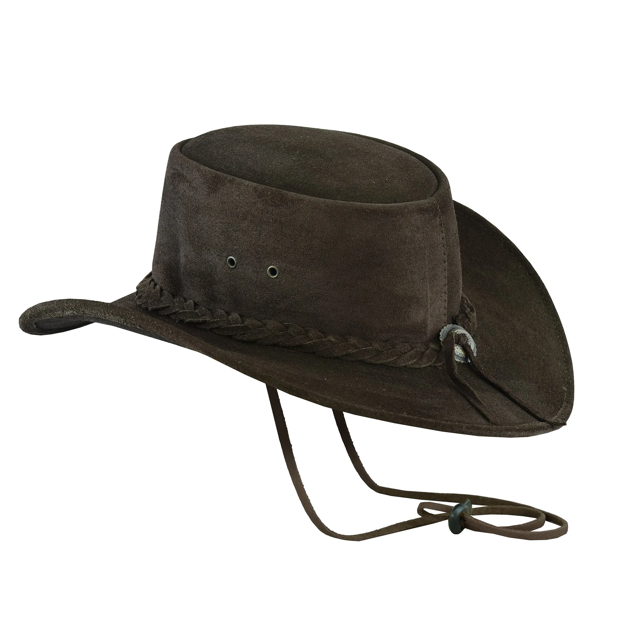 Leatherick Dark Brown Western Style Leather Cowboy Hat