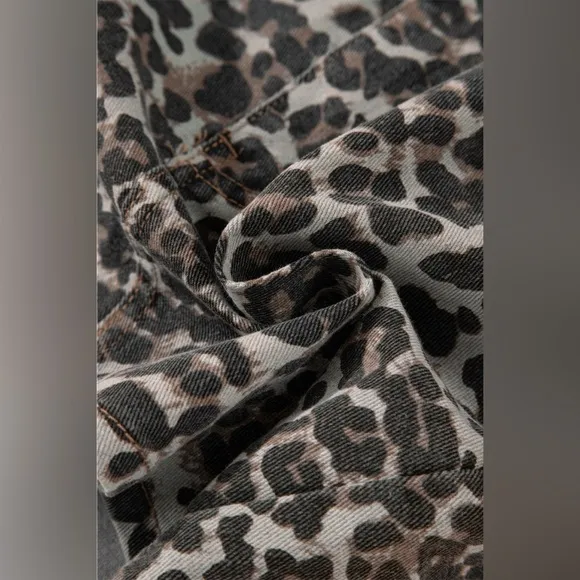 Leopard Denim Mini Skirt