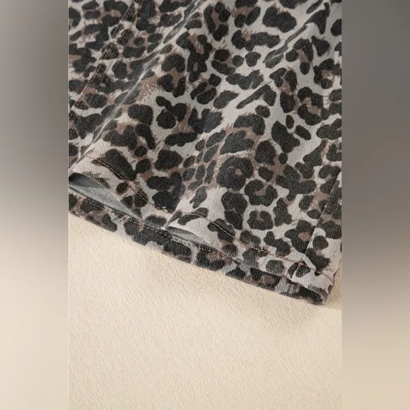 Leopard Denim Mini Skirt