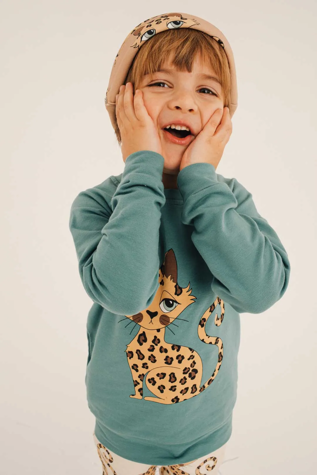 Leopard Green Sweatshirt - LAST ONE 5-6 years