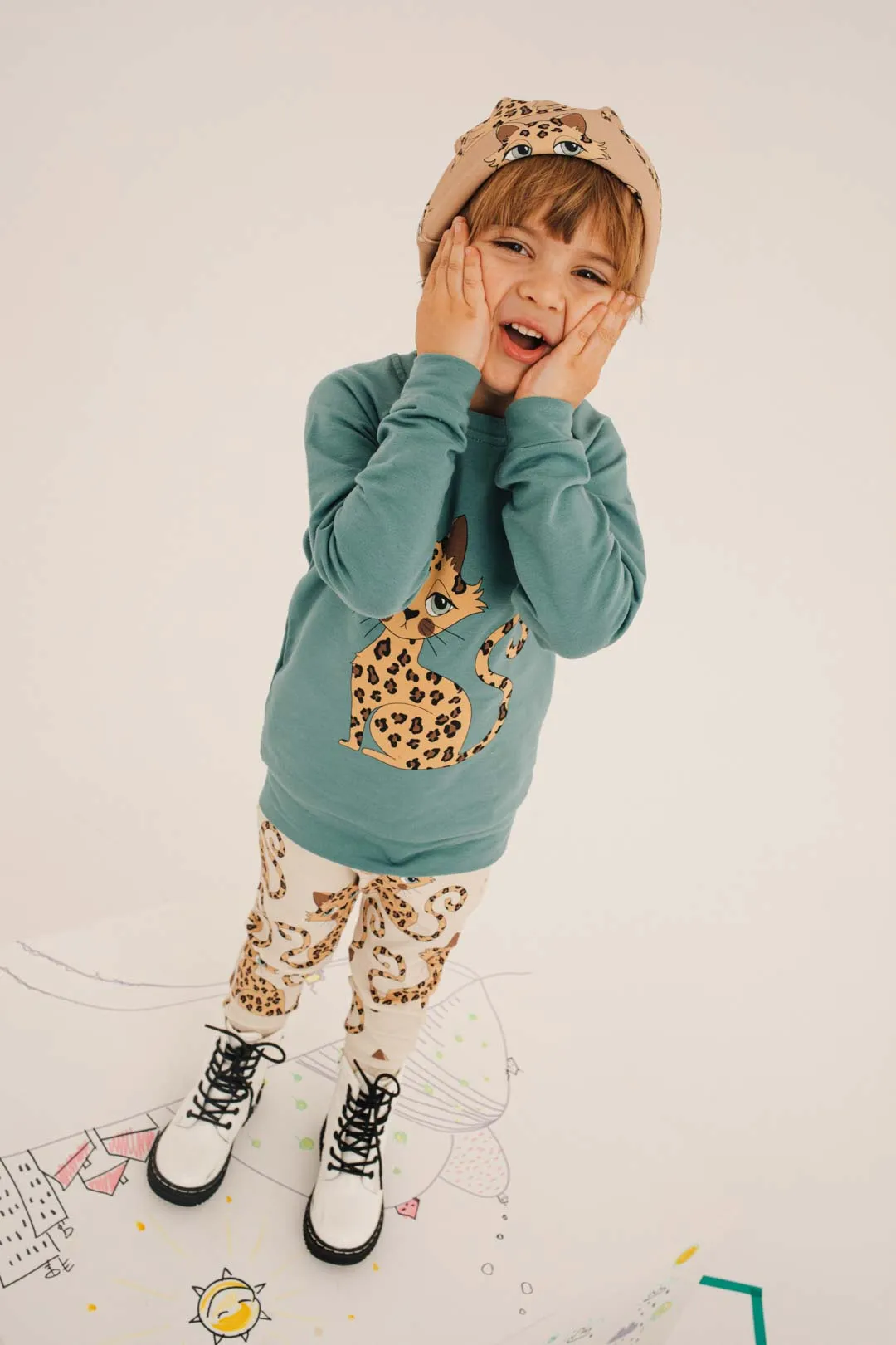Leopard Green Sweatshirt - LAST ONE 5-6 years
