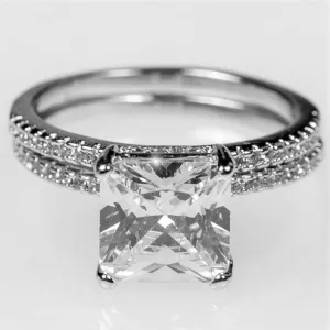 Lexy 3ct Princess CZ Solitaire Engagement Ring Set | 3.5ct