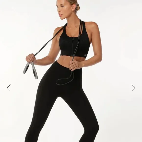 Like New Lorna Jane THE ONE Front Zip High Impact Sports Bra Adjustable Straps