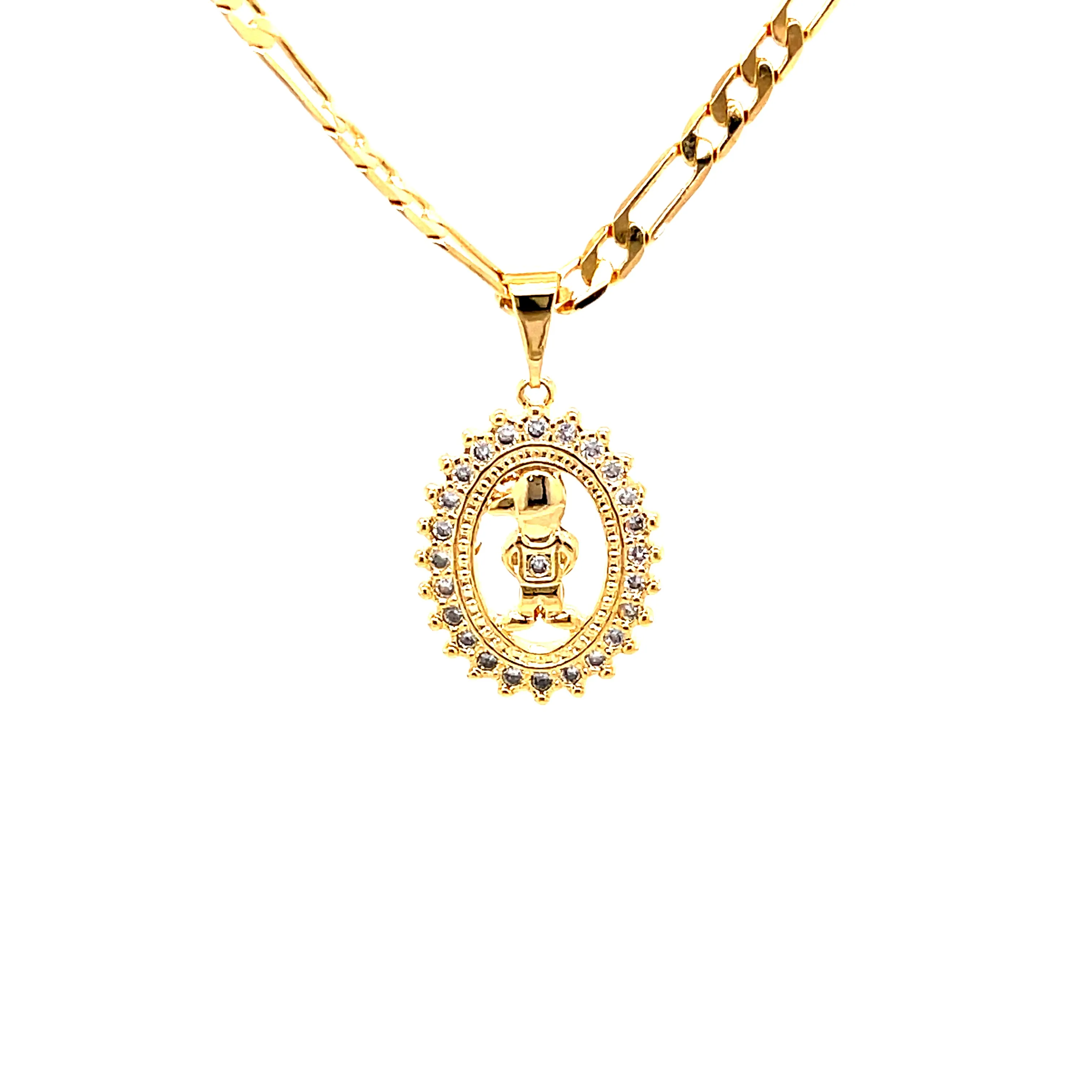 Little Boy Necklace for Mothers Day 14k GF Figaro link chain