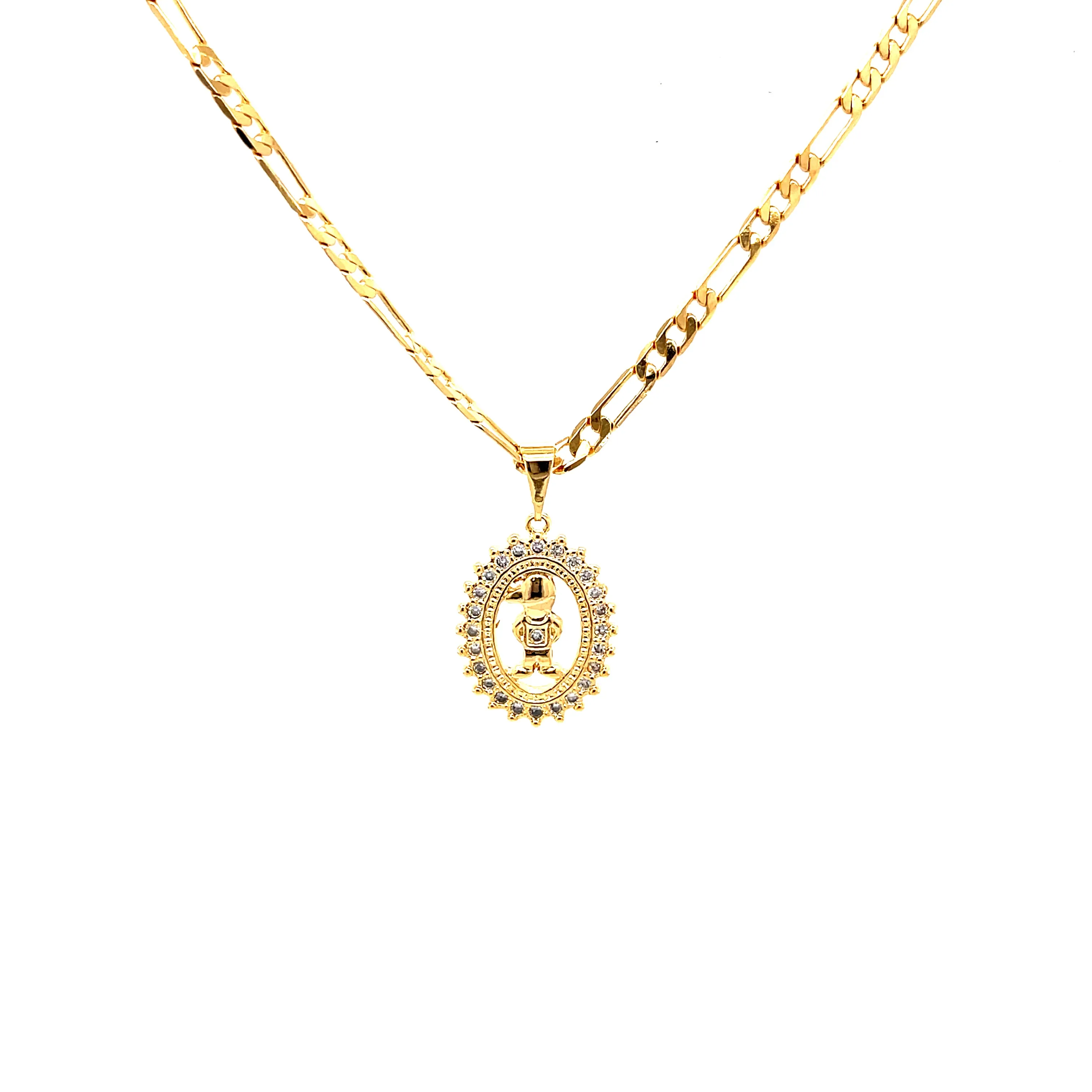 Little Boy Necklace for Mothers Day 14k GF Figaro link chain