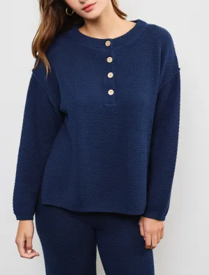 Long Sleeve Button Knit Top