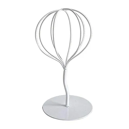 Losa Modern Balloon Style Metal Hat Holder Tabletop Decorative Wig Display Stand White