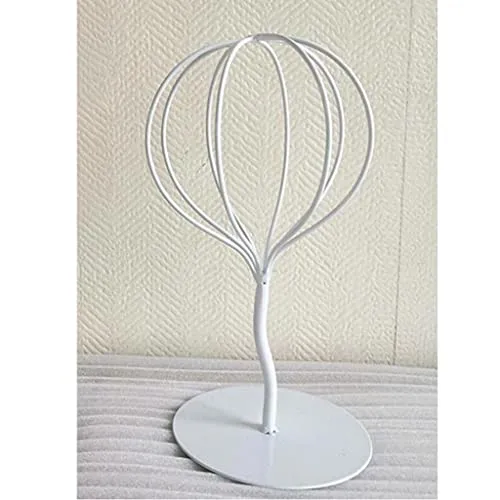 Losa Modern Balloon Style Metal Hat Holder Tabletop Decorative Wig Display Stand White