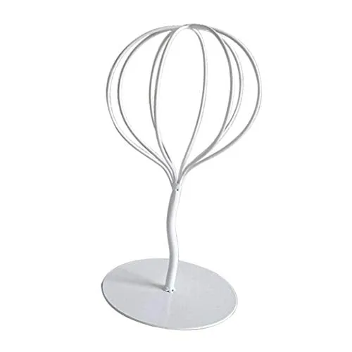 Losa Modern Balloon Style Metal Hat Holder Tabletop Decorative Wig Display Stand White