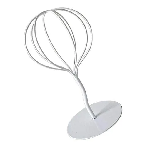 Losa Modern Balloon Style Metal Hat Holder Tabletop Decorative Wig Display Stand White