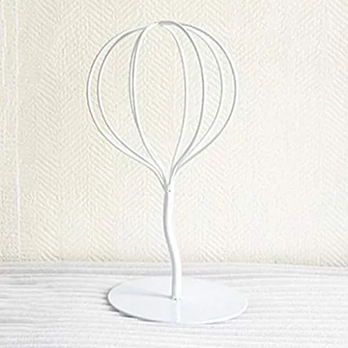 Losa Modern Balloon Style Metal Hat Holder Tabletop Decorative Wig Display Stand White
