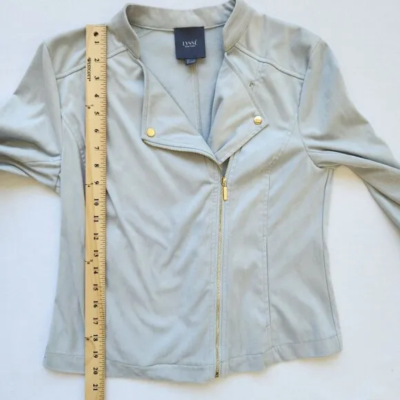 Lysse Summer Vegan Suede Zip Front Moto Jacket Soft Cozy Business Casual Small