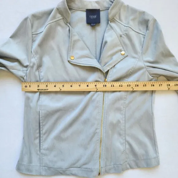 Lysse Summer Vegan Suede Zip Front Moto Jacket Soft Cozy Business Casual Small