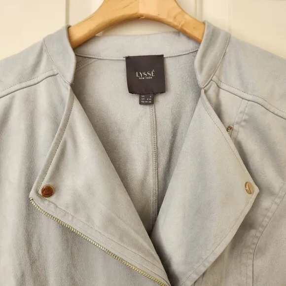 Lysse Summer Vegan Suede Zip Front Moto Jacket Soft Cozy Business Casual Small