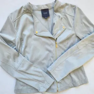 Lysse Summer Vegan Suede Zip Front Moto Jacket Soft Cozy Business Casual Small