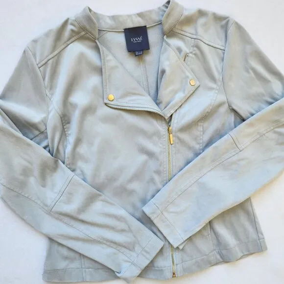 Lysse Summer Vegan Suede Zip Front Moto Jacket Soft Cozy Business Casual Small