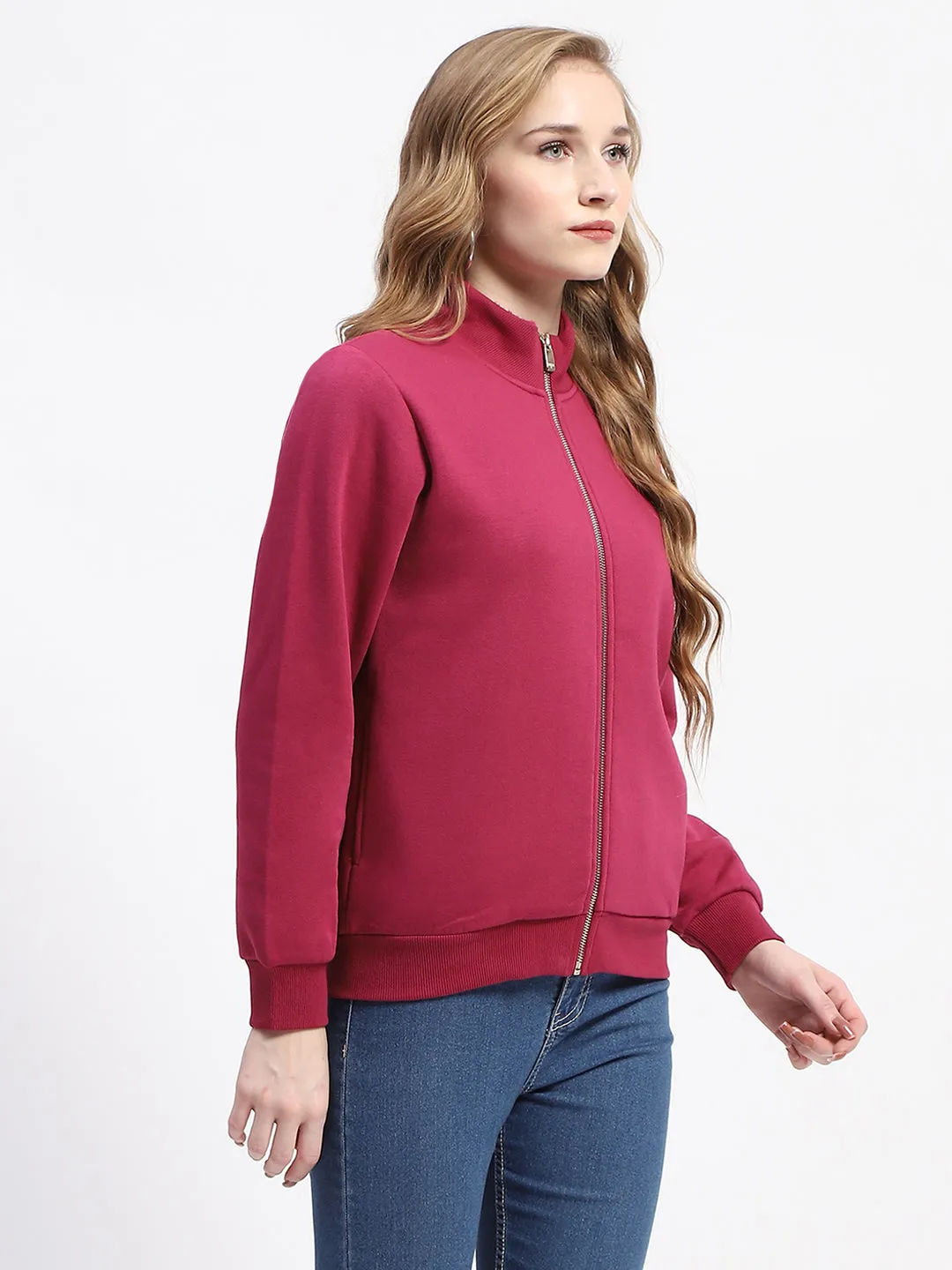 Madame Mock Neck Plum Cotton Sweatshirt
