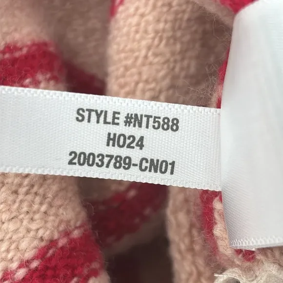 Madewell Wedged V-Neck Sweater in Pale Blush Stripe size XL NT588