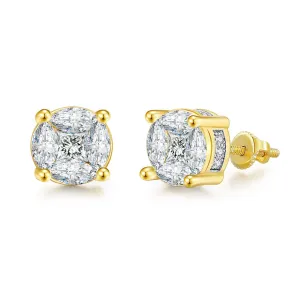Marquise Crystal & Cubic Zirconia Round Stud Earrings