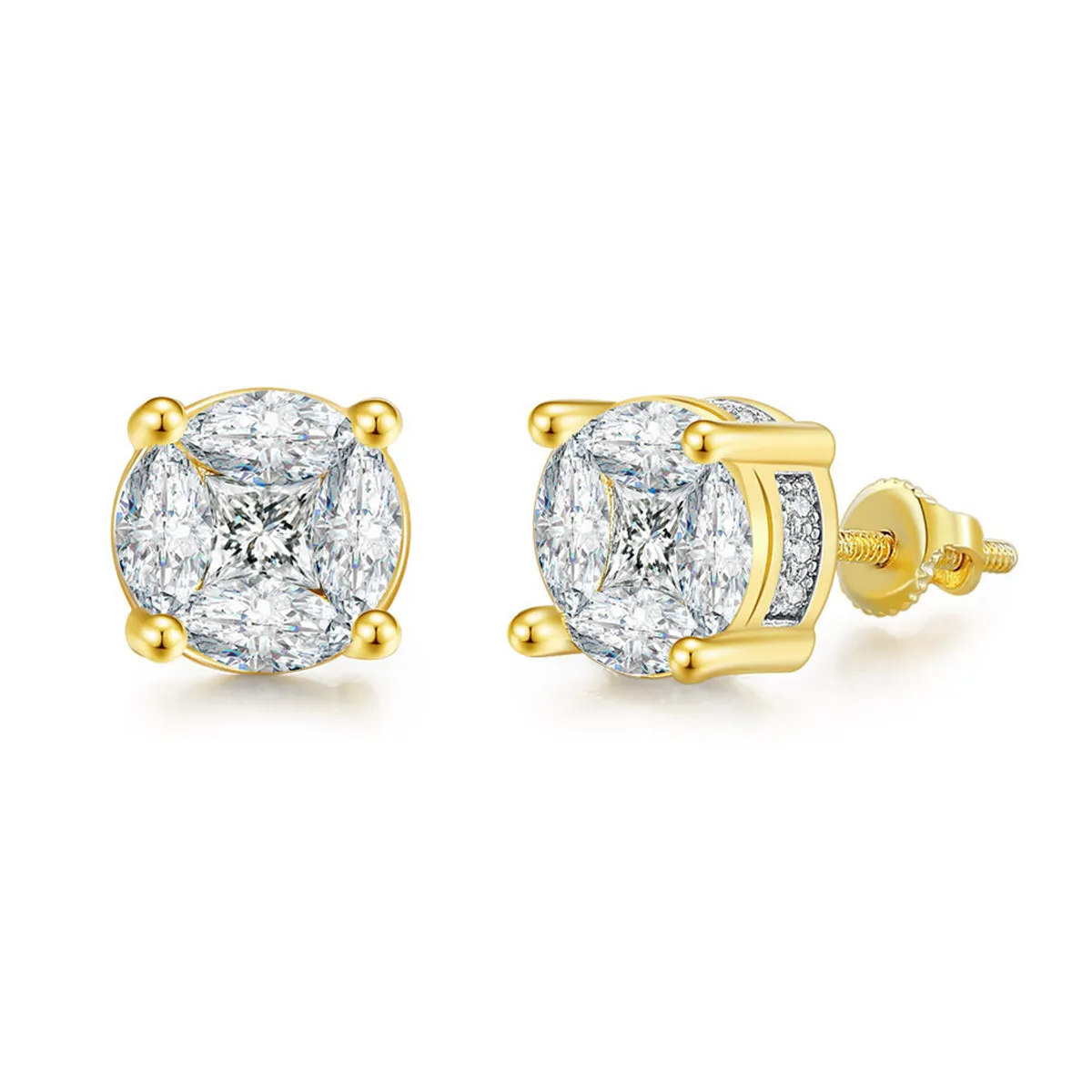 Marquise Crystal & Cubic Zirconia Round Stud Earrings