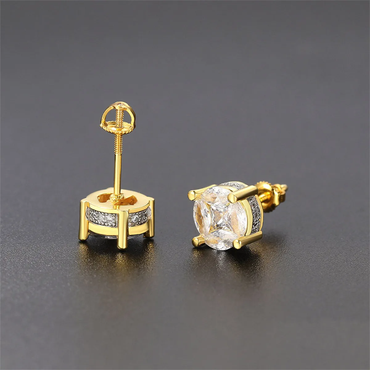 Marquise Crystal & Cubic Zirconia Round Stud Earrings
